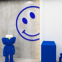 Net Red Punch Card Background Wall Face Decoration Guochao Creative Smiling Face Photo Area Arranged Milk Tea Shop 3d Solid Sticker Painting