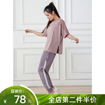 Yoga clothing womens suit summer loose outdoor running gym quick-drying T-shirt sports suit large size fitness pants