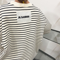 (Correct version) JILSANDER Shen Mengchen with black and white horizontal stripes round neck short sleeve cotton men and women T-shirts