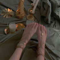 Net red retro exotic style antique anklet accessories High sense niche bracelet court golden dancer foot decoration