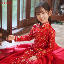 Hanfu girl Autumn Chinese style childrens costume red super fairy girl New year dress dress autumn and winter