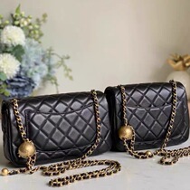 Chanel 21 new cf diamond gold ball sheepskin square fat man shoulder oblique cross chain bag hardware film