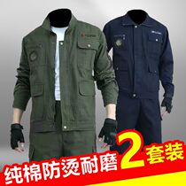 Pure cotton work clothes mens labor insurance suit mens summer anti-hot wear-resistant construction site tooling Labor welding welder customized