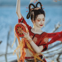 Ribbon on tambourine tambourine dance props flying music drum Dunhuang bell drummer rattle drummer take ancient style photo
