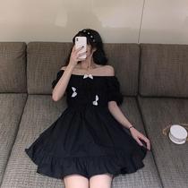 Large size dress Women summer 2021 new short sleeve temperament French retro first love skirt Hepburn wind small black dress