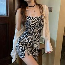 2021 new vest suspender skirt summer sexy outside Spice Girl dress with zebra pattern bottoming hip skirt