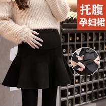  2021 early autumn new thickening pregnancy pregnant women short skirt tide mother belly pleated skirt western style all-match skirt female