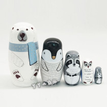 Five Floors White Bear Russian Jacket Va for Christmas Birthday Gifts Kindergarten Teaching Aids Wooden Handicraft Swing