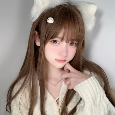 taobao agent Wig female long hair lolita natural full -headed photo photo photo with long straight hair sweet and cute wig