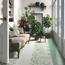 Jane Moe plain balcony green tile floor tiles kitchen bathroom sink simple flower tiles
