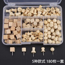 180 creative cute wooden pushpins Kindergarten art nails Press nails I-shaped nails Cork felt photo wall ins