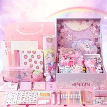 Girls' Heart Stationery Gift Pack Girls' School Opening Gift Box Box Pupils School Supplies Net Red Deli Set