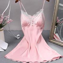 2021 summer ice silk pajamas womens summer nightwear dress ladies suspenders lace lace silk princess home clothes