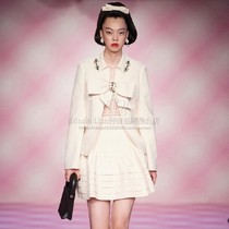 shushutong21 autumn and winter half open collar niche straight bow wrapped diamond suit jacket