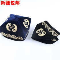 Xinjiang flower hat men Uyghur ethnic embroidered hat four-corner folded cap Xinjiang dance performance hat ethnic customs