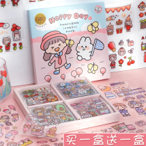 PET Handbill Sticker suit 100 WATERPROOF AND NO MARK HAND TENT STICKER DECORATION SMALL PATTERN CARTOON CREAM RABBIT CUTE LITTLE GIRL STICK CUP HELMET PHONE WATER GLASS DIY STICKER CHARACTERS INS