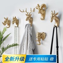 Into the door to put the key hanging wall creative cute antler adhesive hook Nordic wall hanging non-perforated door strong glue