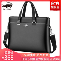 Crocodile genuine leather briefcase male business minimalist single shoulder inclined cross-covered mens bag lawyer computer office handbag