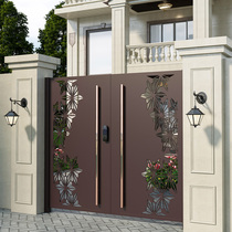 Wrought iron Villa courtyard gate community simple single double door laser engraving galvanized paint door custom
