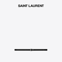 YSL Saint Laurent ladies black letter logo square buckle glossy leather belt (2CM)