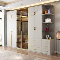 Light luxury glass door wardrobe home bedroom modern simple Nordic Net red wardrobe three four six door white big wardrobe