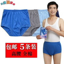 Pure Cotton Old Pants Plus Fat Increase Middle Aged Underpants Men Loose Big Code All-cotton Shorts High Waist Triangle Pants