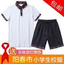 Yangchun school uniform Primary school students plaid collar school uniform Mens and womens summer short-sleeved tops Shorts skirts trousers Jacket suit