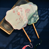 Chinese style Feixian translucent group fan Hanfu catwalk palace fan Womens long handle palace court costume fan can be customized