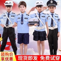 Children uniform boys jing guan fu costumes kids police soldiers clothes Police secondary clothing police suit suit