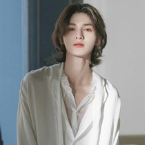 Medium wig male short hair Japanese samurai head same wig Korean version handsome Wolf Tail long hair natural full head cover