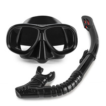 Professional snorkeling two-piece silicone full dry breathing tube large frame anti-fog belt myopia diving mirror