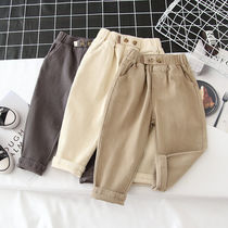 2021 autumn new childrens casual pants boys pants swimsuit baby cotton stretch foreign style pants tide