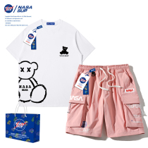 Nasa joint official website flagship store sports shorts suit Mens summer leisure net red bear couple short-sleeved tide