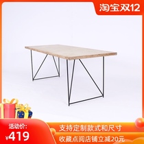 Foreign design table foot painted iron bracket solid wood large board desk office computer desk table foot support customization
