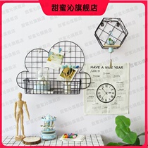 Girl heart ins Cloud Iron Art Grid photo wall Nordic girl bedroom room decoration photo wall shelf