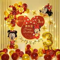 Net red Minnie baby girl 1 1st birthday layout girl mouse baby decoration scene balloon background wall 2-3