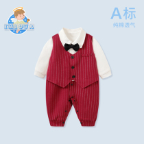 Male Baby Conjoined Clothes Spring Autumn Dress Red 100 Days Full Moon Baby Clothes Hundreds Of Year Old Banquee Dress Spring Dress