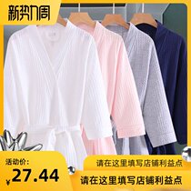  Spring and autumn thin nightgown loose mens and womens yukata beauty salon hotel bathrobe Spring and summer morning robe Couple pajamas long summer