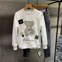 European goods (anti-season goods clearance) 2022 mens autumn and winter plus velvet handsome fashion comfortable simple bear sweater