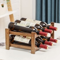 Shelf grid lattice wood red wine rack ornaments magenta wine shelf home wine rack solid wood red wine cabinet display