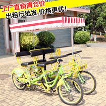 Opaidi new four-person one-wheeled treadmill taxi parent-child double sightseeing bicycle townhouse four-wheeled double row