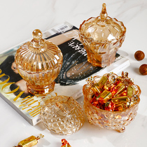 Nordic style creative light luxury glass sugar jar storage jar candy jar snack dried fruit jar ornament jewelry storage jar