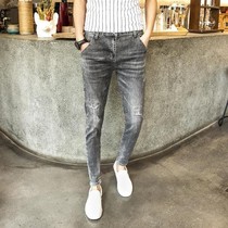 New Korean version teen Broken Cave Jeans Mens Wave Mens Masculinty Pants Mens Pants Mens Pants Mens Pants Autumn Summer