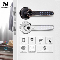 Cross-border TTlock smart door lock Bedroom door password lock Silent household wooden door ball-shaped indoor fingerprint lock