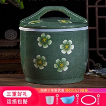 Jingdezhen ceramic rice cylinder household 10kg 20kg 30kg old-fashioned rice bucket with lid insect-proof moisture-proof sealing face cylinder
