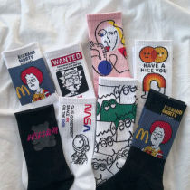 Korean socks female tide ins Super fire wild wild long tube Harajuku wind Japanese cute autumn and winter long socks girls