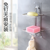 Bathroom stainless steel soap box drain rack non-perforated soap shelf student dormitory shelf tray wall hanging basket