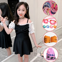 Childrens swimsuit Girls and girls skirt one-piece swimsuit Primary school students middle school children Korean princess cute Western style swimsuit