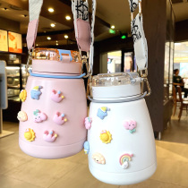 Bei car feather large-capacity thermos cup 1000ML with tea compartment belly water cup ladies high-value Net red straw Cup