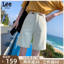 LEE DISIZO summer high waist loose wide leg denim five-point shorts new straight hyuna style thin pants women